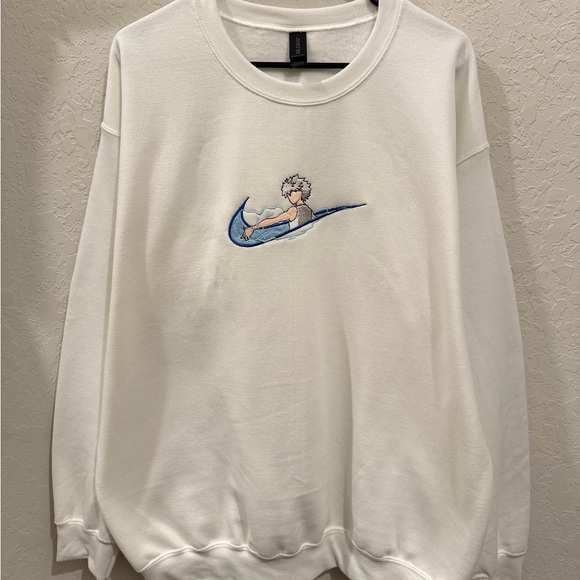 Killua Nike lightning white sweatshirt machine embroidered anime hunter x hunter - Picture 3 of 4